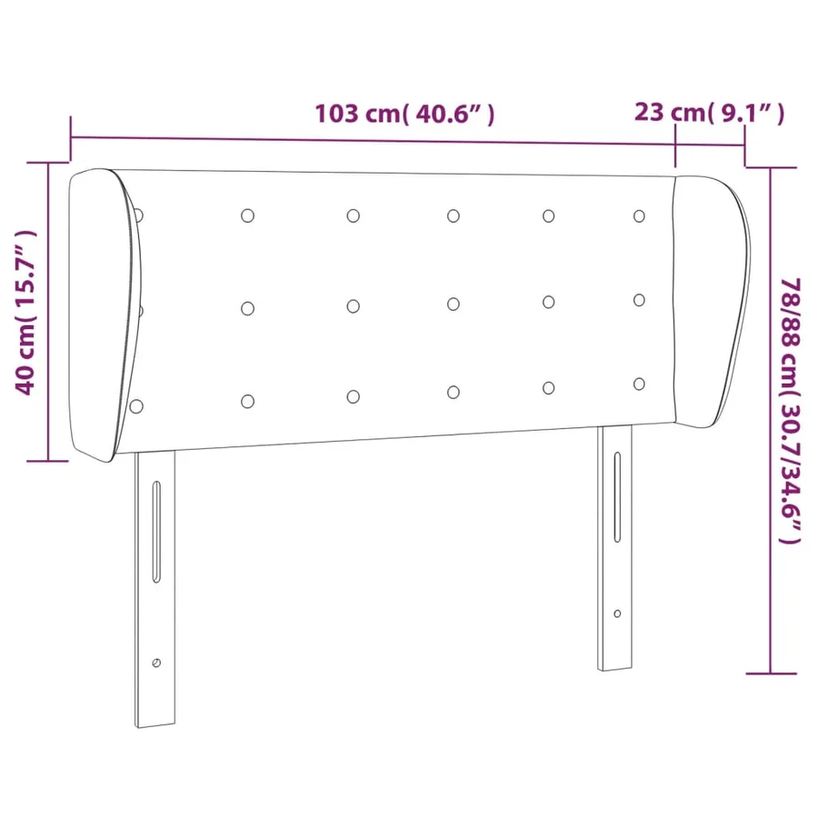 Tête de lit avec oreilles Blanc 103x23x78/88 cm Similicuir - 9