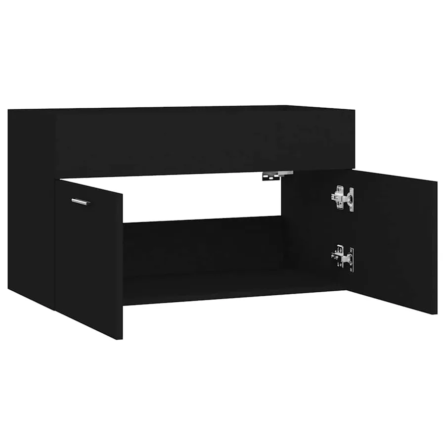 Armoire d'évier Noir 80x38,5x46 cm Bois d’ingénierie - 7