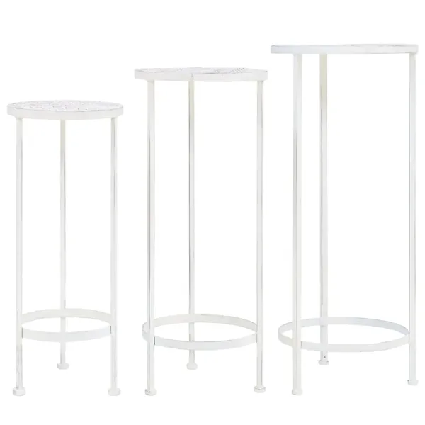 Support de plantes 3 pcs Style vintage Métal Blanc antique