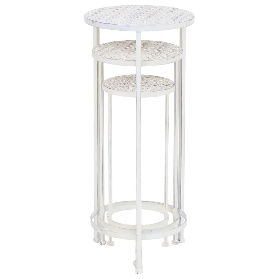 Support de plantes 3 pcs Style vintage Métal Blanc antique - 5