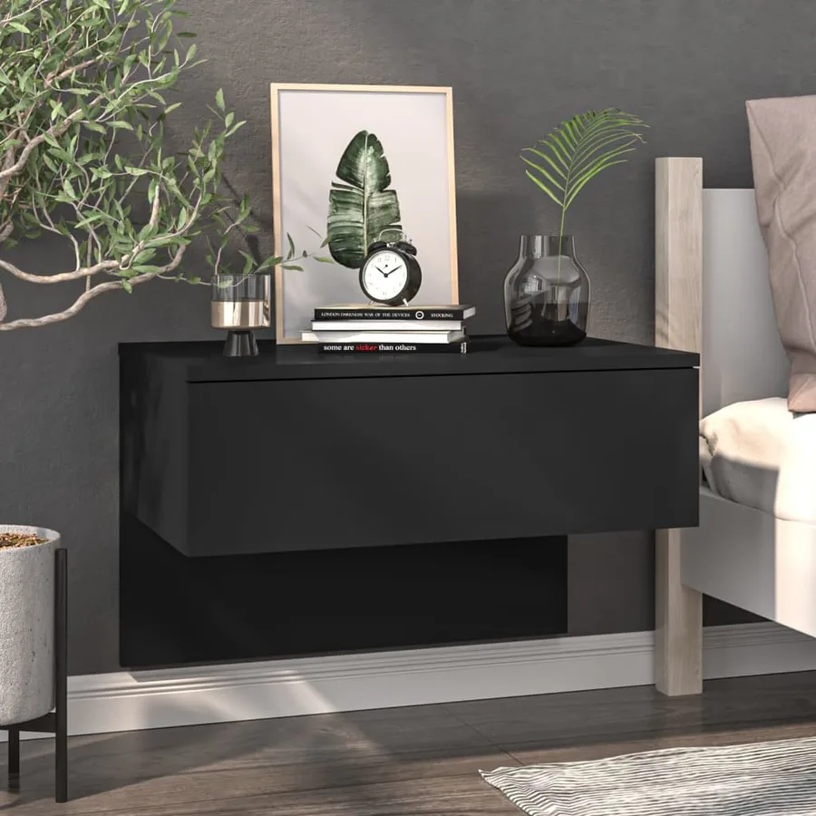 Tables de chevet murales 2 pcs Noir - 3