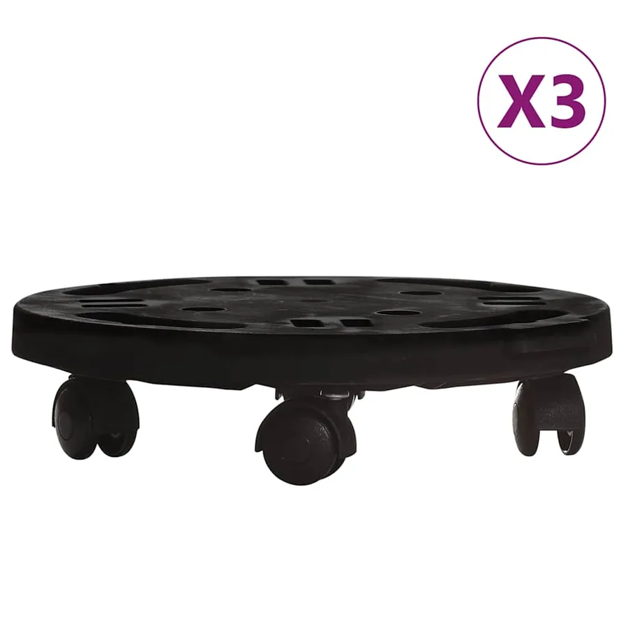 Chariots à plantes avec roues 3 pcs Diamètre 30 cm Noir 170 kg - 2
