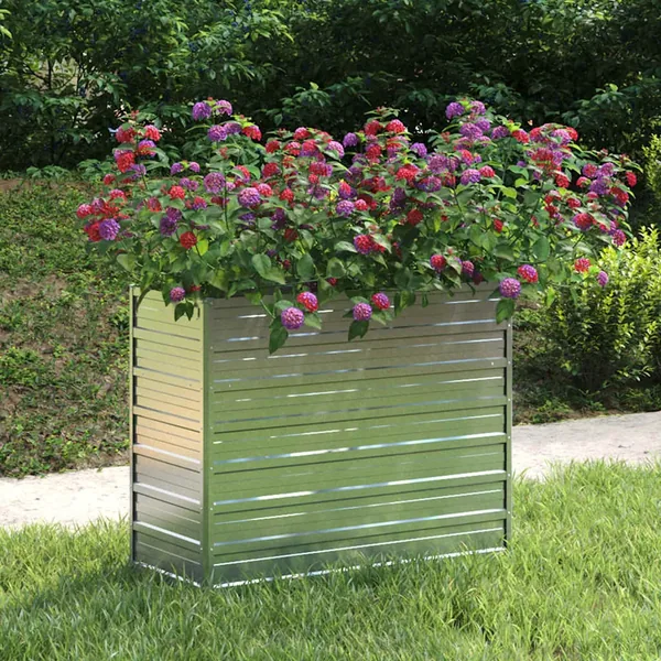 Lit surélevé de jardin 100x40x77 cm Acier galvanisé Argenté