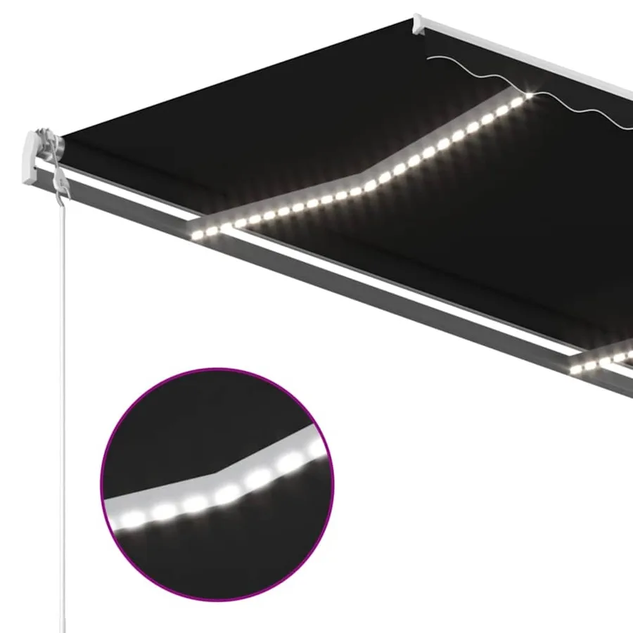 Auvent automatique capteur de vent et LED 400x350 cm Anthracite - 4