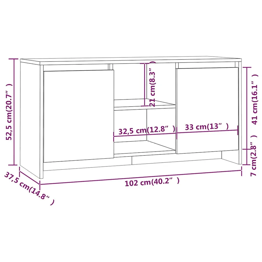 Meuble TV Chêne sonoma 102x37,5x52,5 cm Bois d'ingénierie - 9