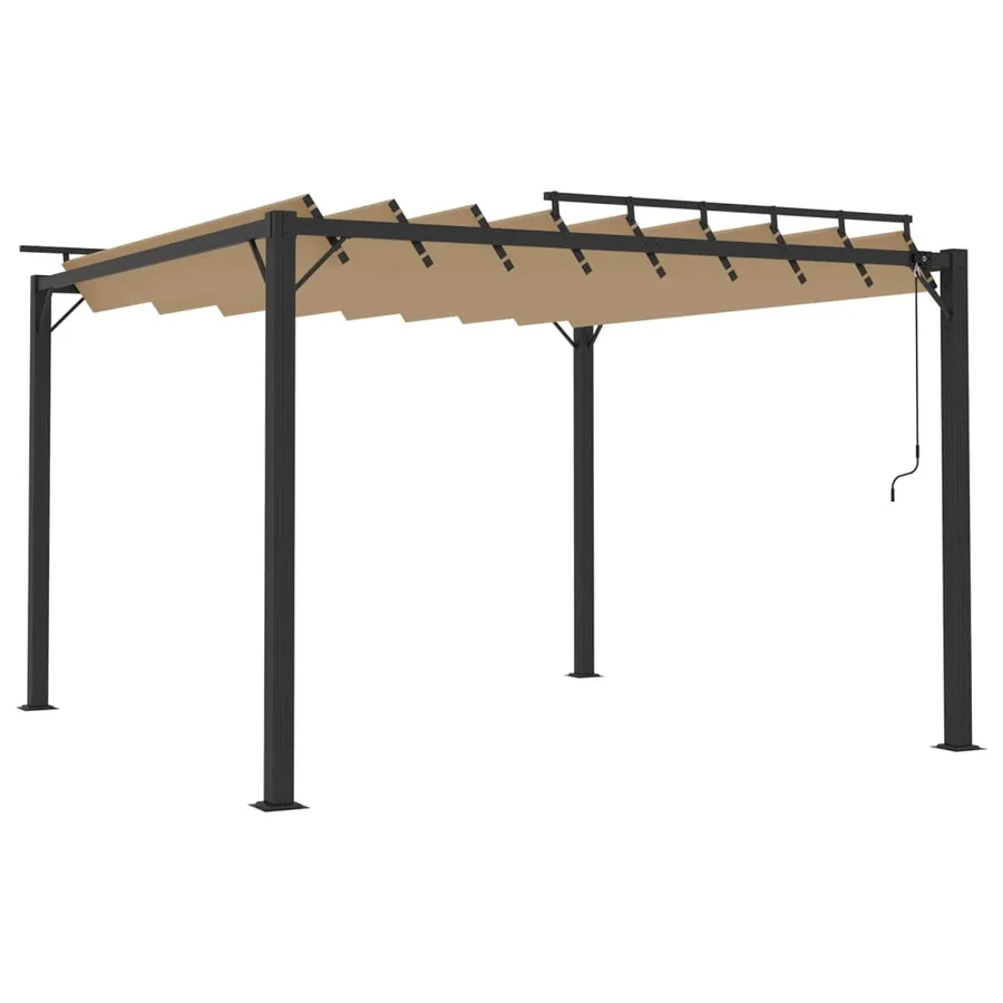 Tonnelle avec toit à persienne 3x3 m Taupe Tissu et aluminium - 2