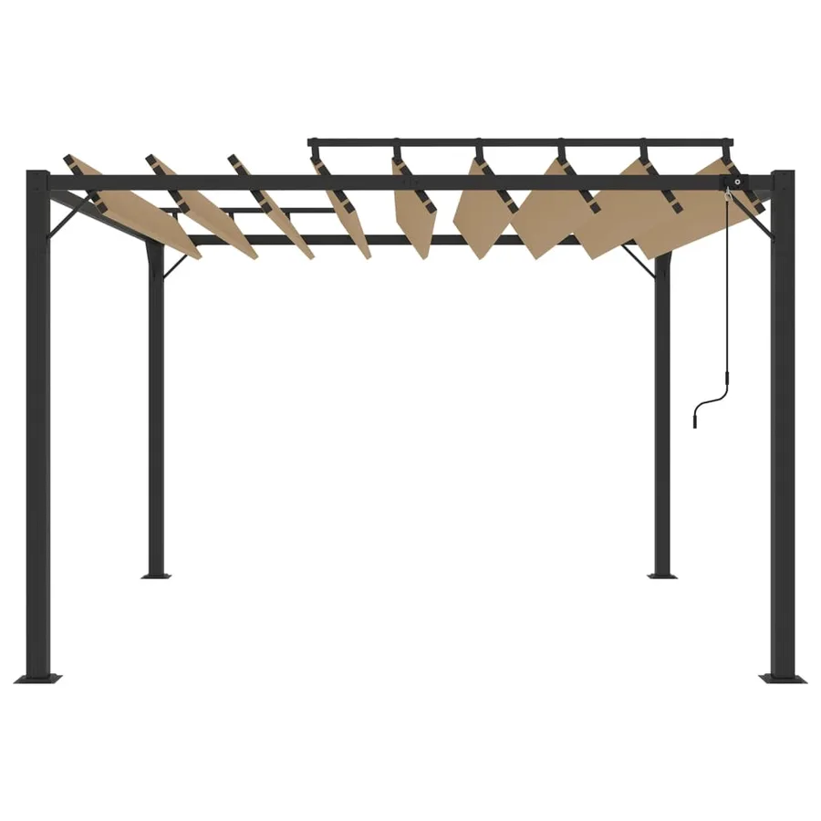 Tonnelle avec toit à persienne 3x3 m Taupe Tissu et aluminium - 3