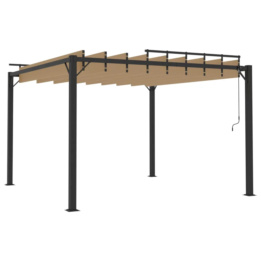 Tonnelle avec toit à persienne 3x3 m Taupe Tissu et aluminium - 4