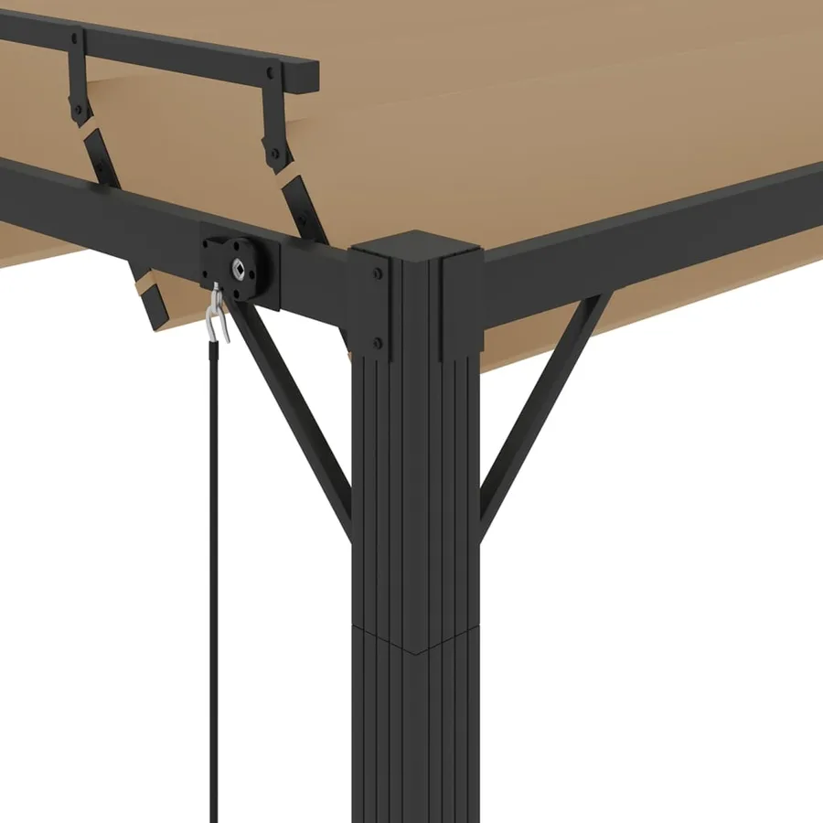 Tonnelle avec toit à persienne 3x3 m Taupe Tissu et aluminium - 6