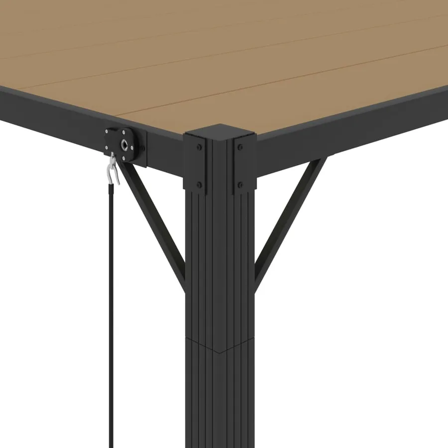 Tonnelle avec toit à persienne 3x3 m Taupe Tissu et aluminium - 7