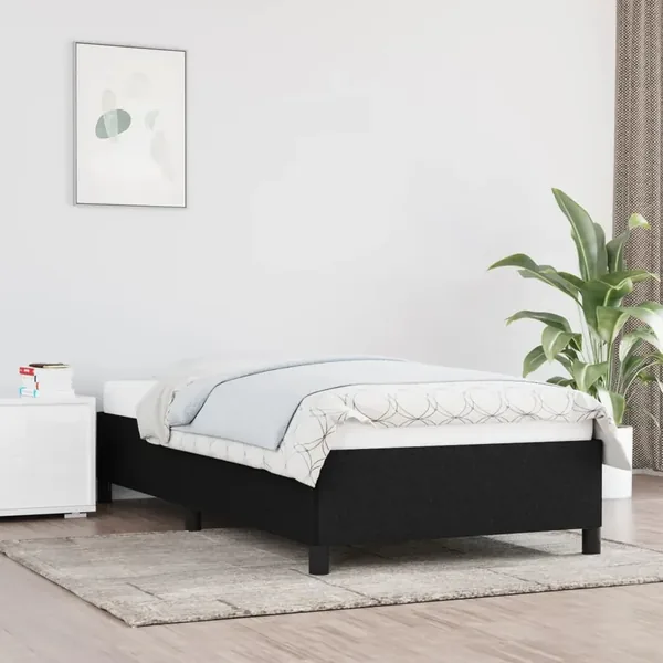 Cadre de lit sans matelas noir 90x190 cm tissu