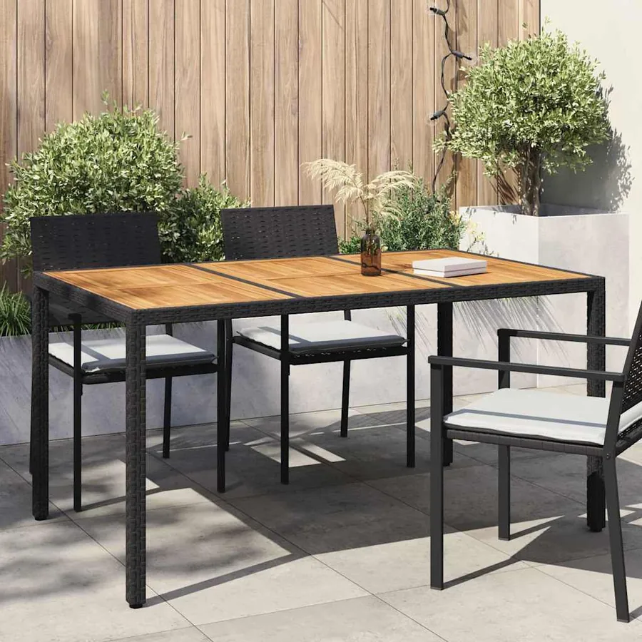 Table de Jardin Noir 150 x 90 x 75 cm polyrotin