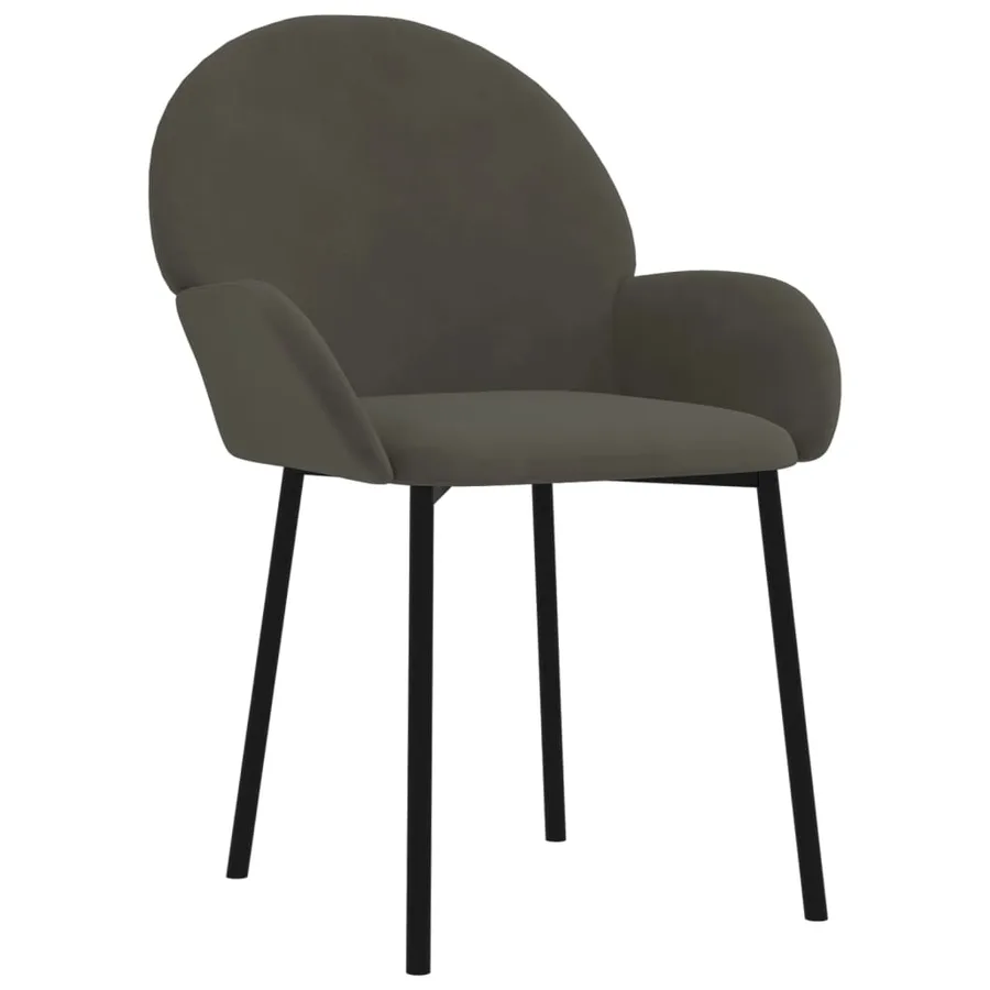 Chaises à manger lot de 2 Gris foncé Velours - 3