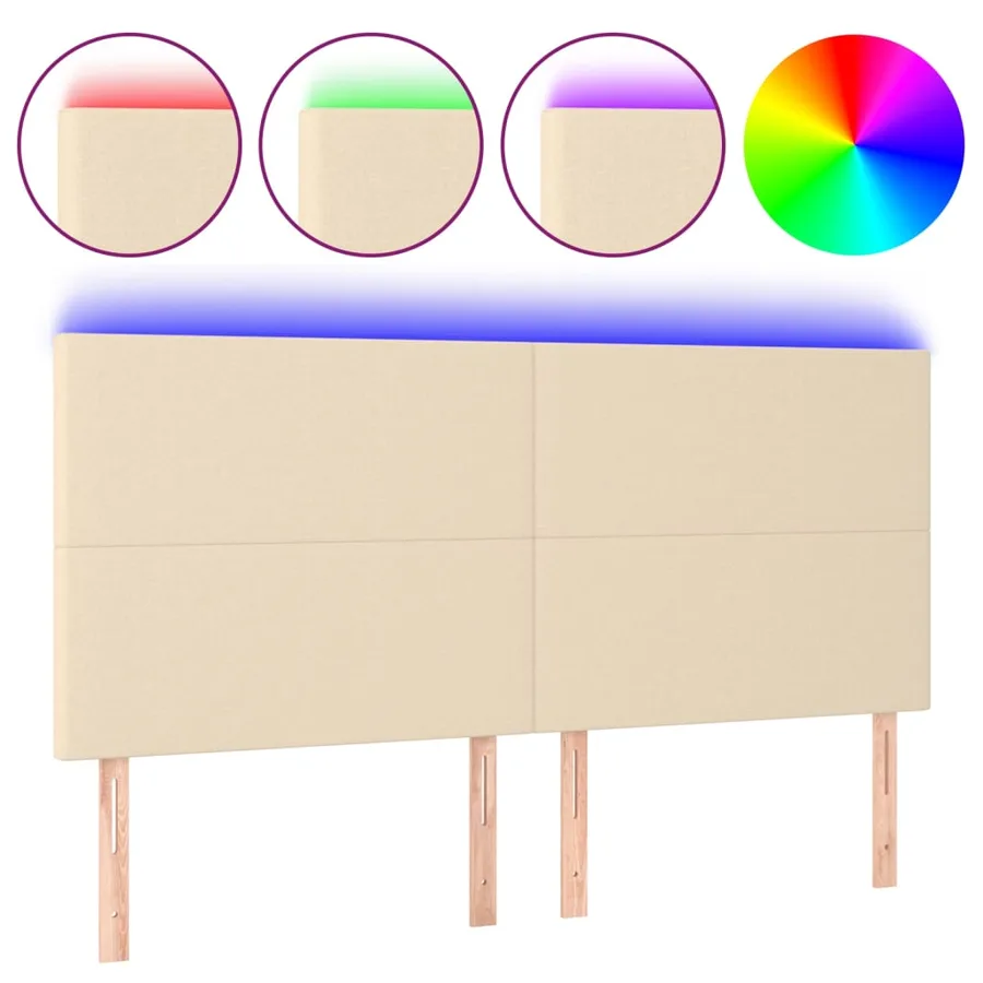 Tête de lit à LED Crème 200x5x118/128 cm Tissu - 2