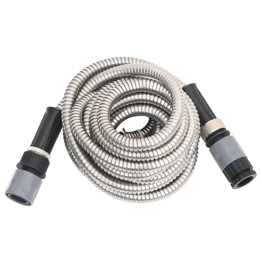 Tuyau d'arrosage buse de pulvérisation argenté 0,6" 30 m inox - 3
