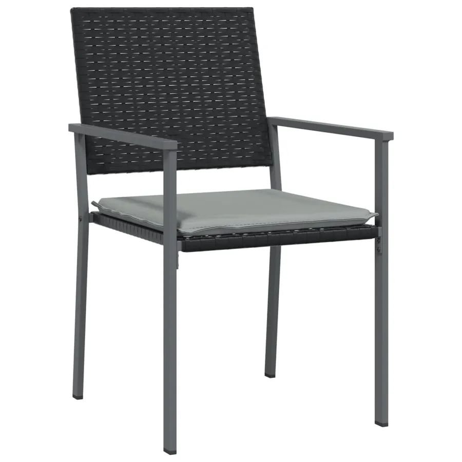 Chaises de jardin et coussins lot de 2 noir 54x62,5x89 cm rotin - 3