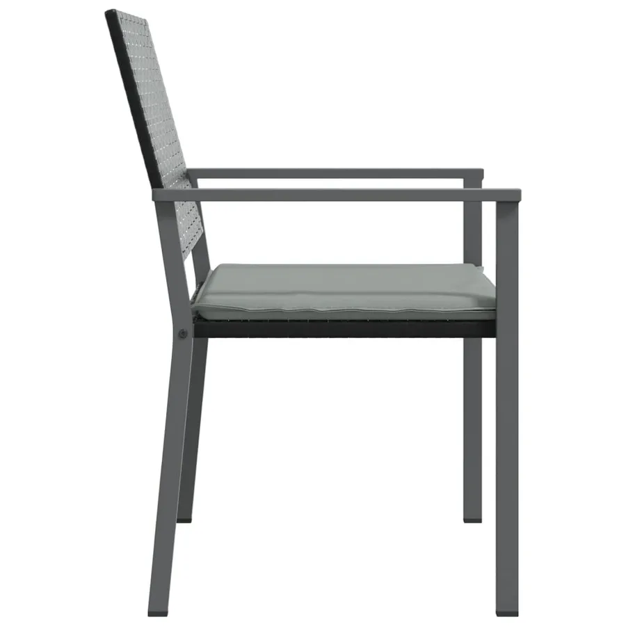 Chaises de jardin et coussins lot de 2 noir 54x62,5x89 cm rotin - 5