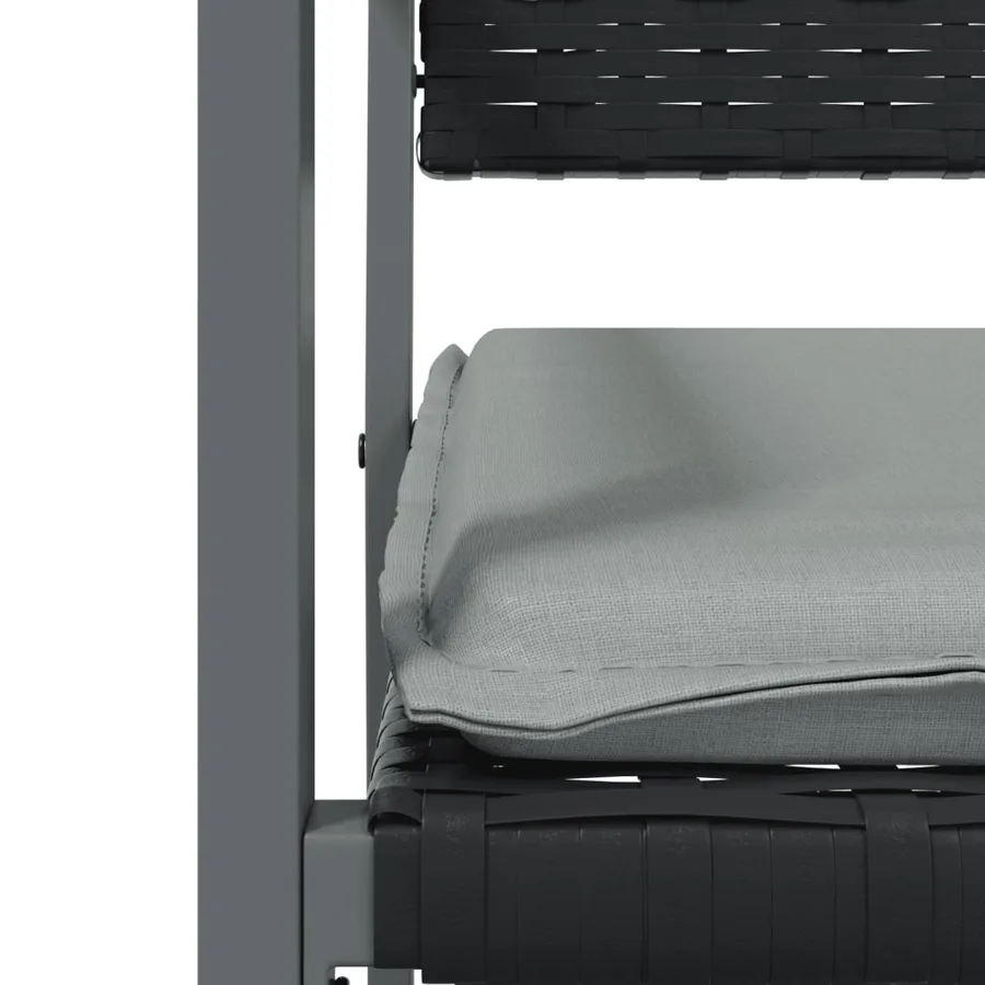 Chaises de jardin et coussins lot de 2 noir 54x62,5x89 cm rotin - 7