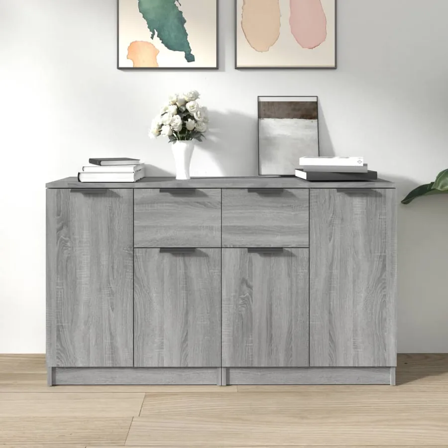 Buffets 2 pcs Sonoma gris 60x30x70 cm Bois d'ingénierie
