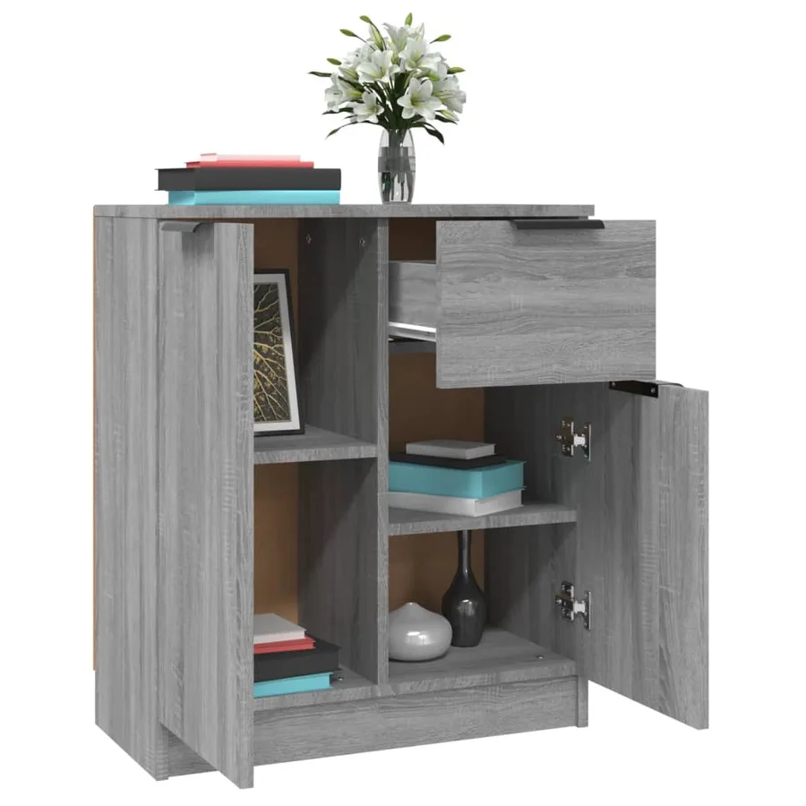Buffets 2 pcs Sonoma gris 60x30x70 cm Bois d'ingénierie - 4