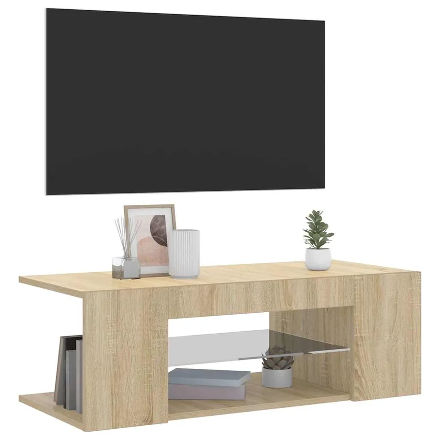 Meuble TV avec lumières LED chêne sonoma 90x39x30 cm - 3
