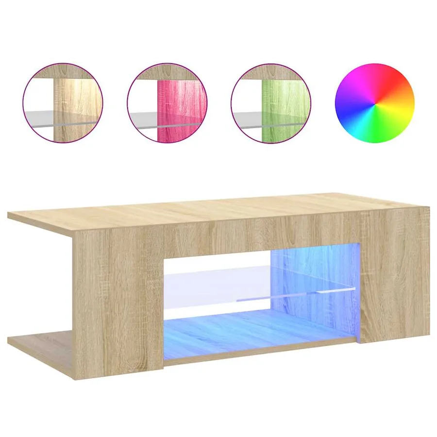 Meuble TV avec lumières LED chêne sonoma 90x39x30 cm - 8