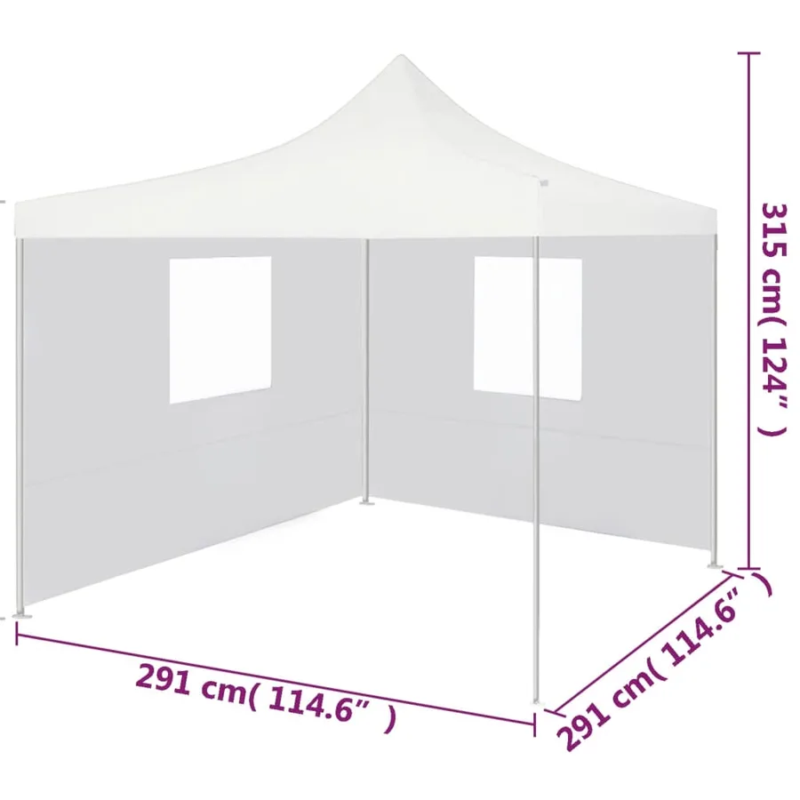 Tente de réception pliable avec 2 parois 3x3 m Acier Blanc - 9