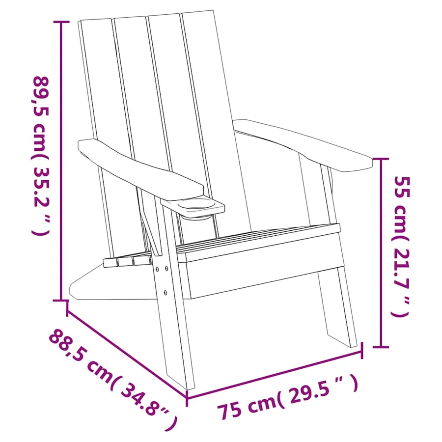 Chaise de jardin Adirondack marron clair 75x88,5x89,5 cm PP - 8