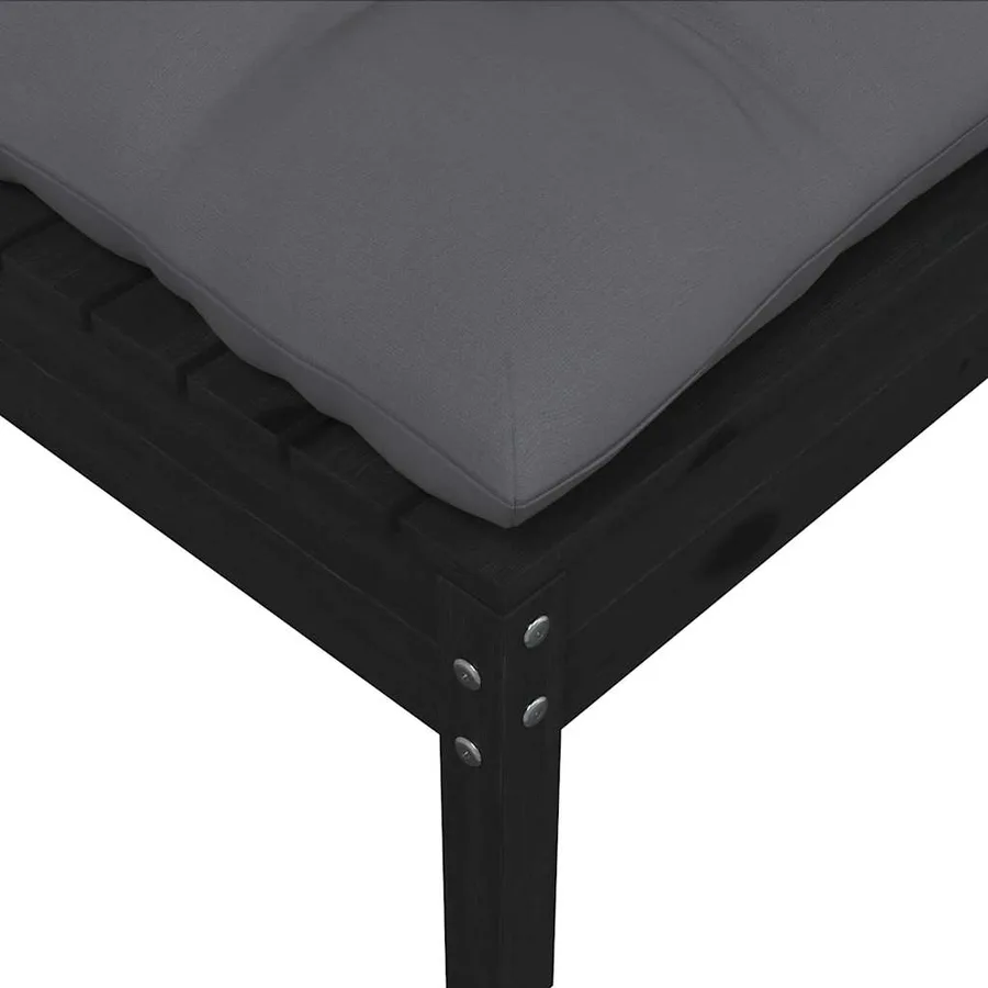 Repose-pied de jardin avec coussin anthracite Bois de pin Noir - 3