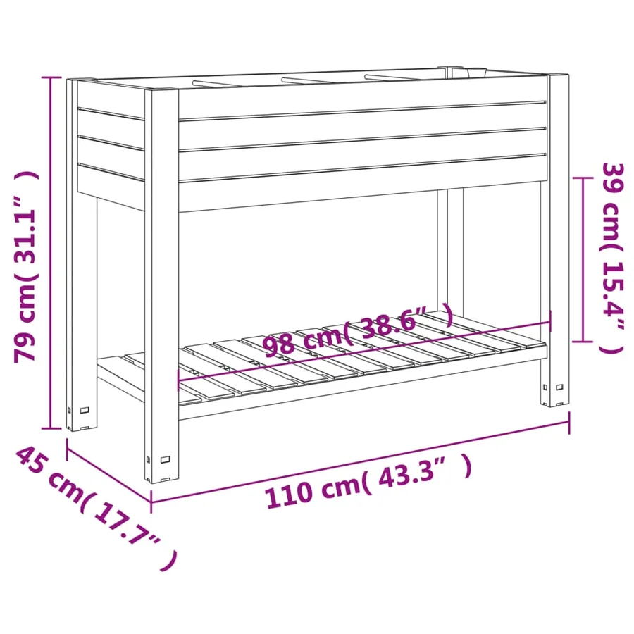 Lit surélevé de jardin blanc 110x45x79 cm polypropylène - 7