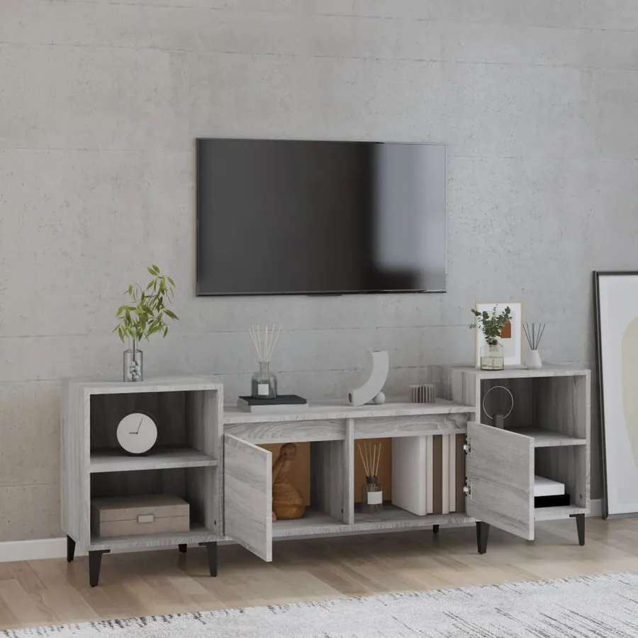 Meuble TV Sonoma gris 160x35x55 cm Bois d'ingénierie - 3