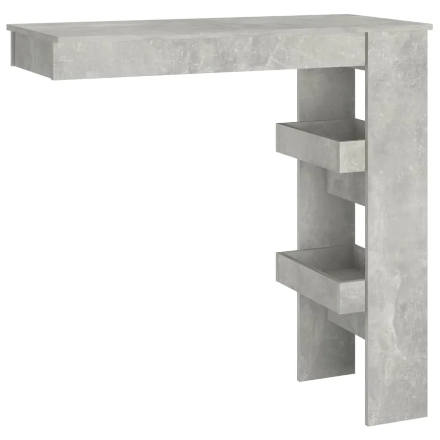 Table de bar murale Gris Béton 102x45x103,5cm Bois d'ingénierie - 2