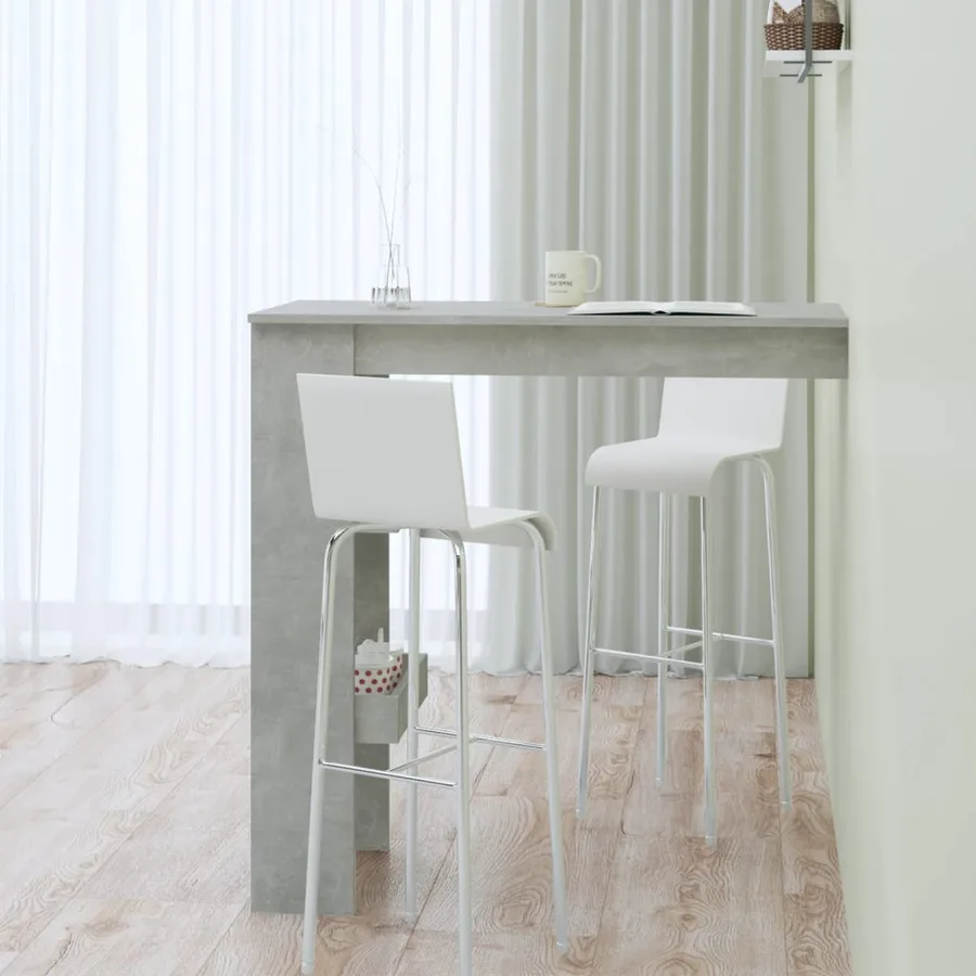 Table de bar murale Gris Béton 102x45x103,5cm Bois d'ingénierie - 6