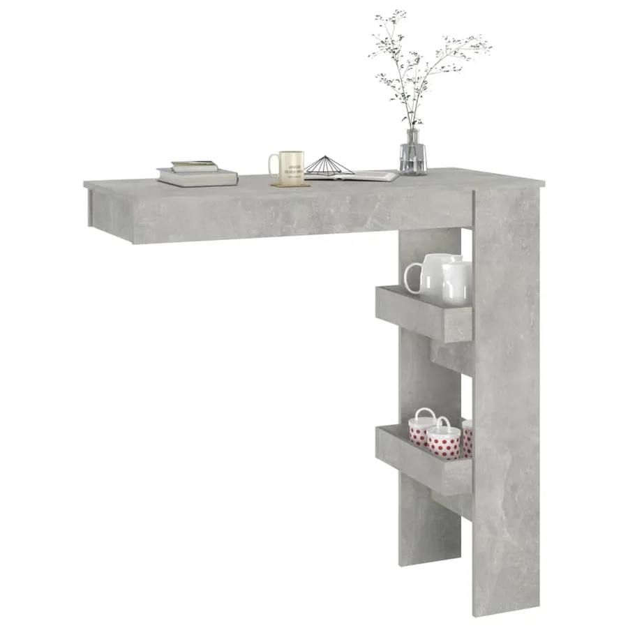 Table de bar murale Gris Béton 102x45x103,5cm Bois d'ingénierie - 7