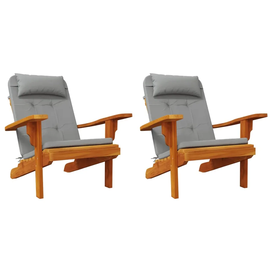 Coussins de chaise adirondack lot de 2 gris tissu oxford - 4