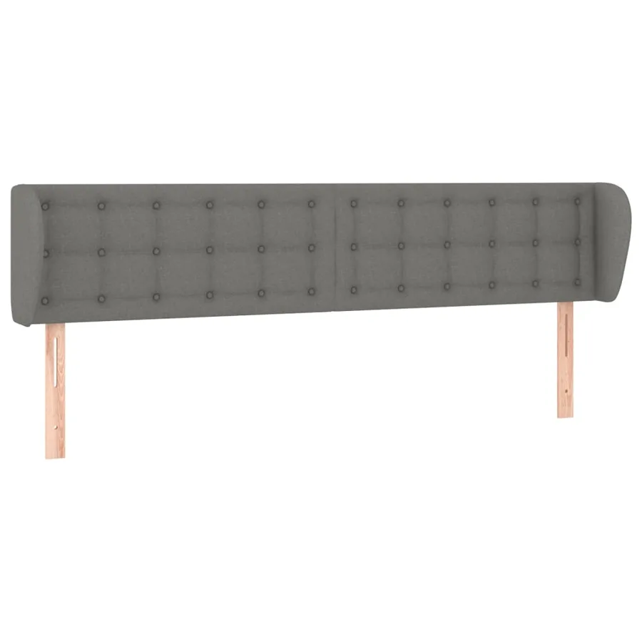 Tête de lit avec oreilles Gris foncé 203x23x78/88 cm Tissu - 2