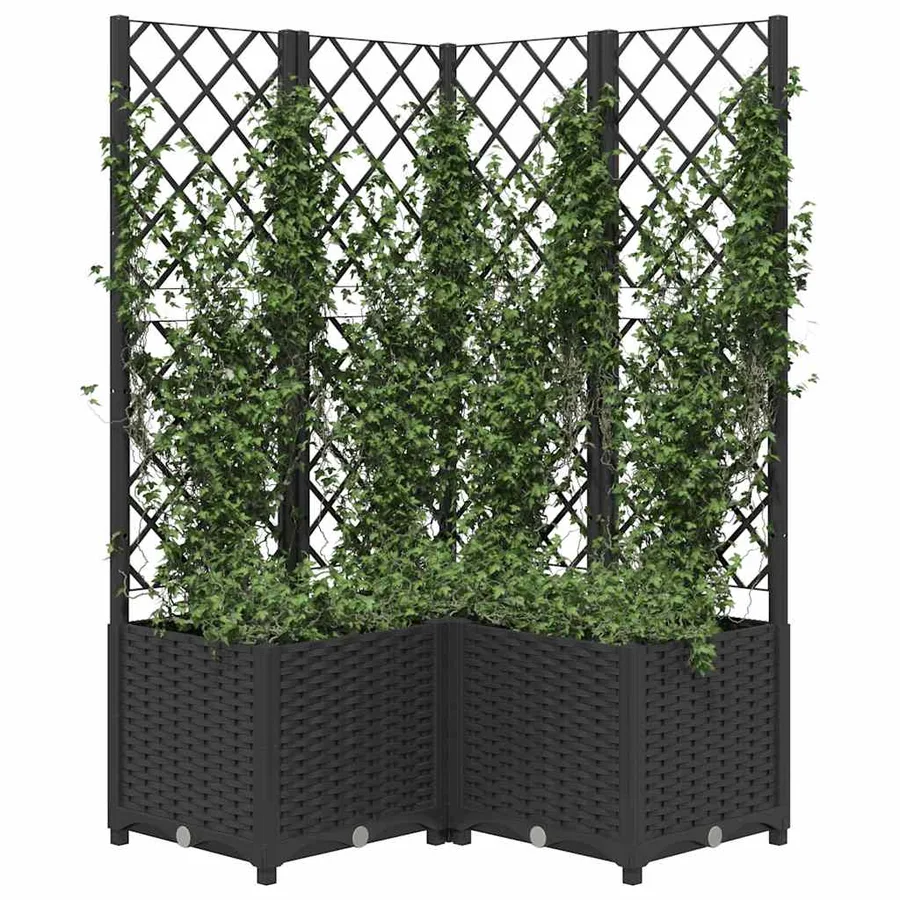 Jardinière avec treillis Noir 80x80x136 cm PP - 7