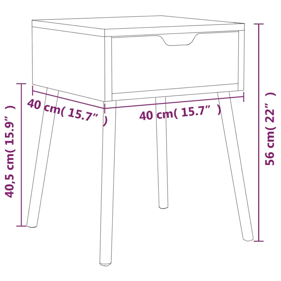 Tables de chevet 2 pcs Gris béton 40x40x56 cm Bois d'ingénierie - 10