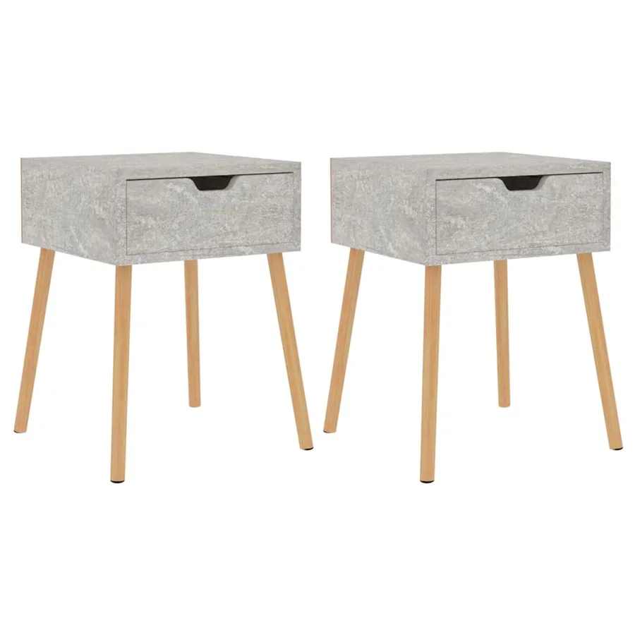 Tables de chevet 2 pcs Gris béton 40x40x56 cm Bois d'ingénierie - 2
