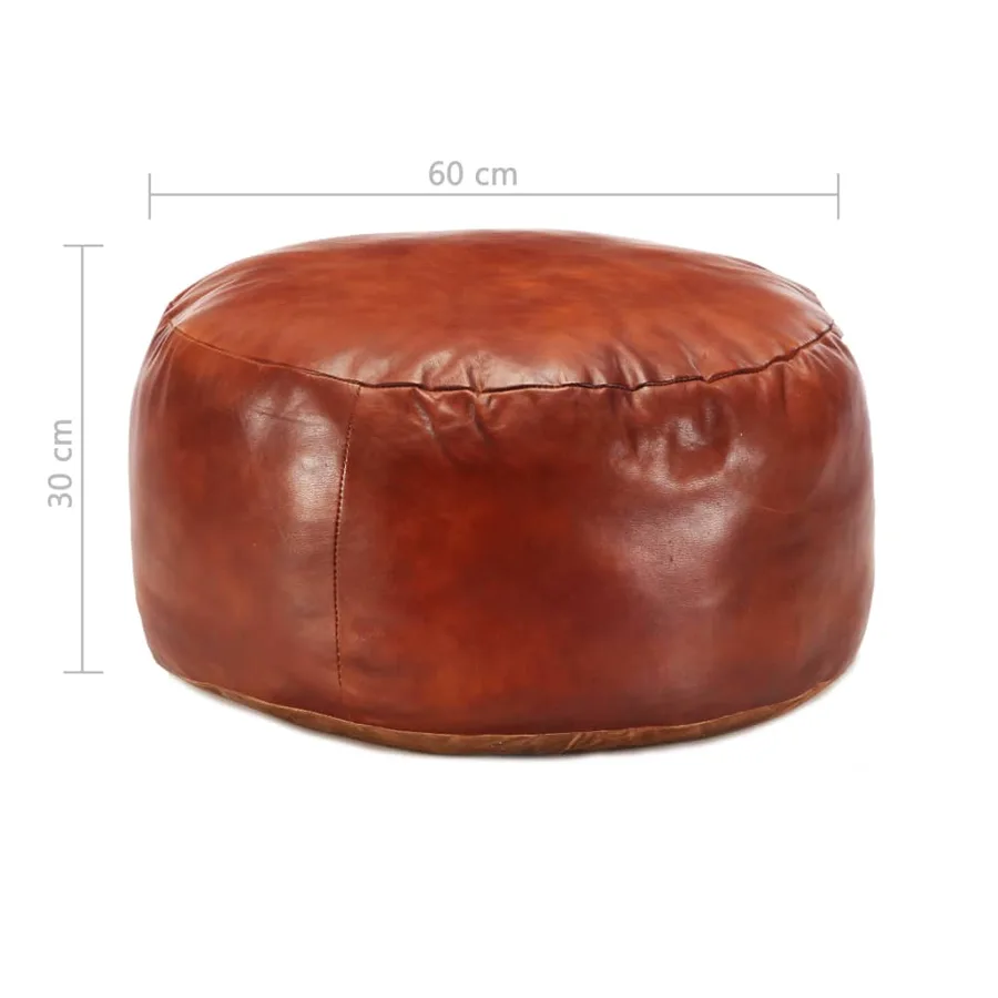 Pouf 60 x 30 cm Brun roux Cuir véritable de chèvre - 3