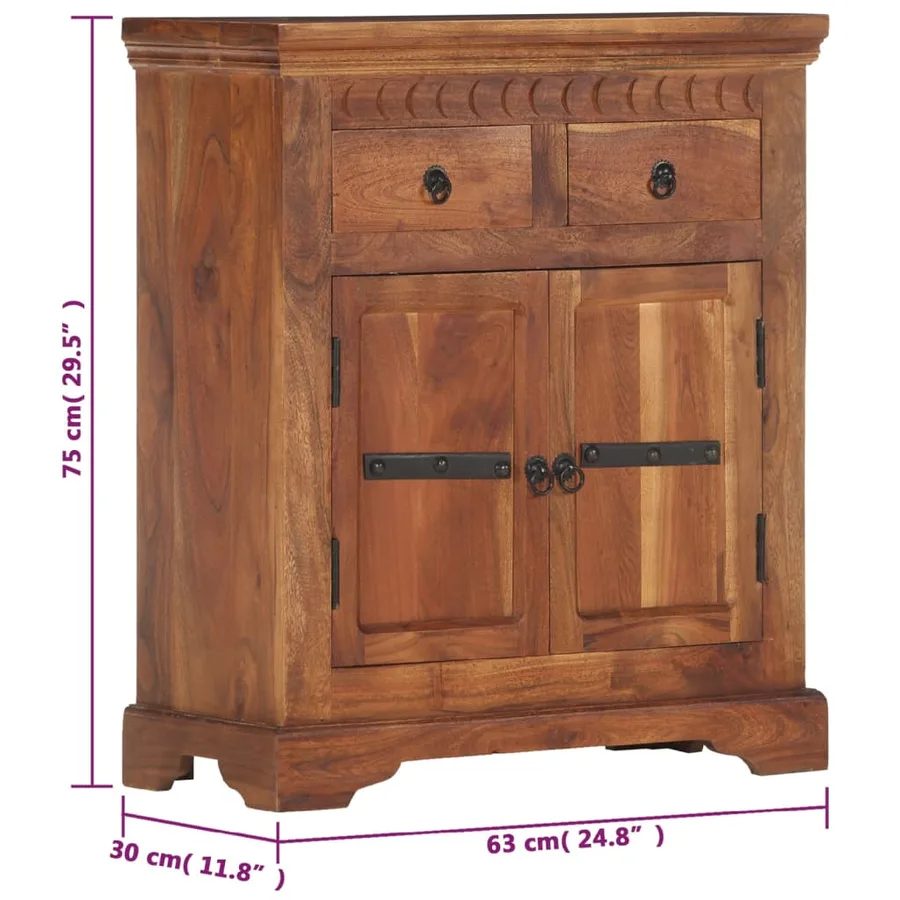 Buffet 63x30x75 cm Bois d'acacia massif - 12