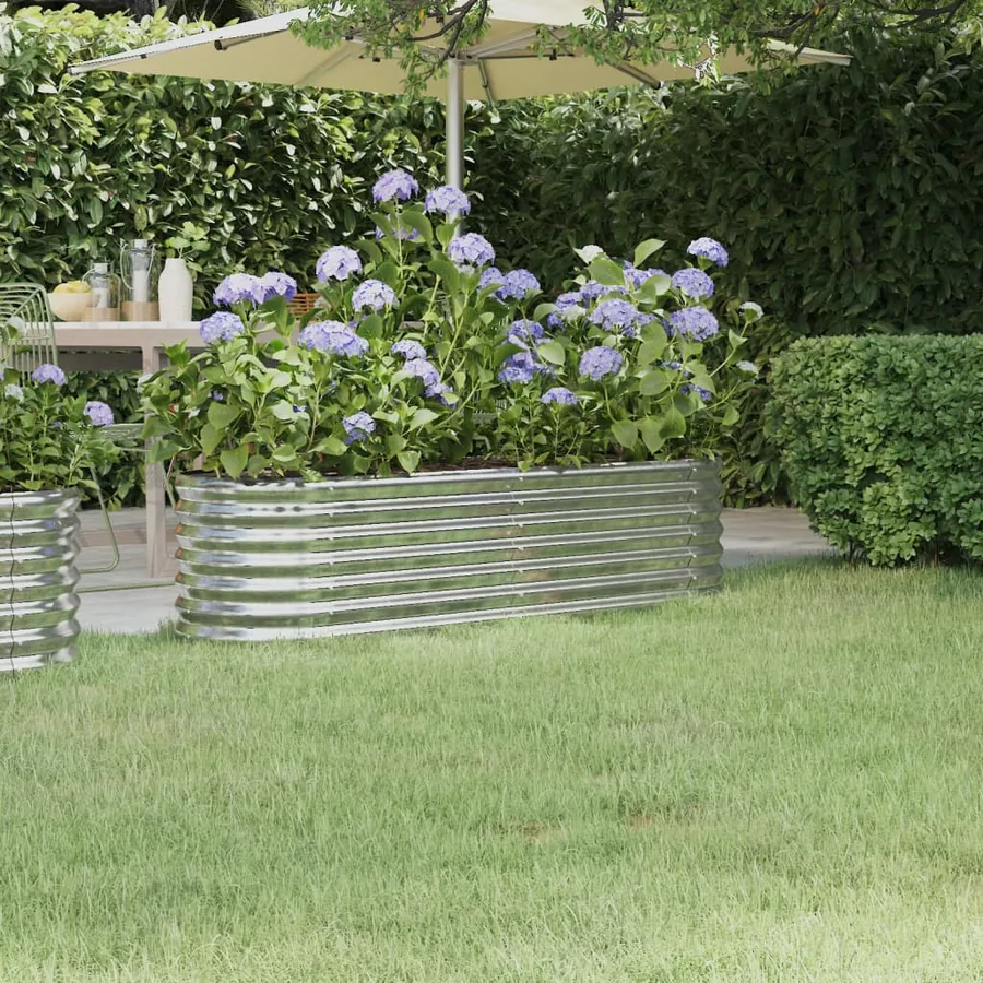 Lit surélevé de jardin Acier galvanisé Argenté