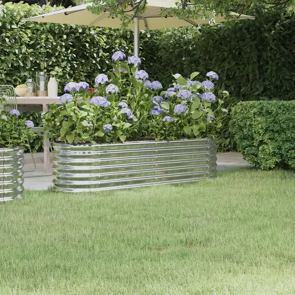 Lit surélevé de jardin Acier galvanisé Argenté