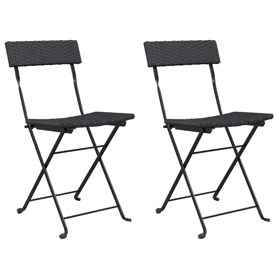 Chaises de bistrot pliantes lot de 2 Noir Résine tressée acier - 2