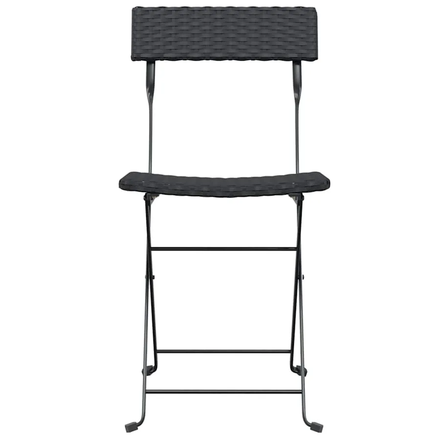 Chaises de bistrot pliantes lot de 2 Noir Résine tressée acier - 4