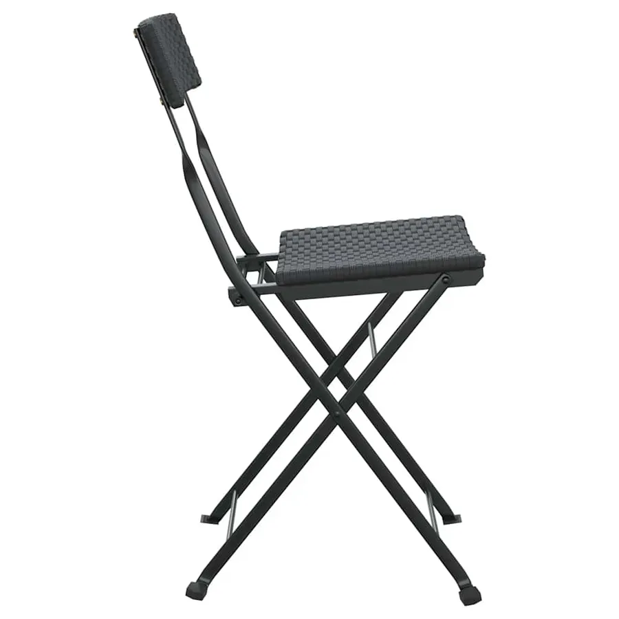 Chaises de bistrot pliantes lot de 2 Noir Résine tressée acier - 5