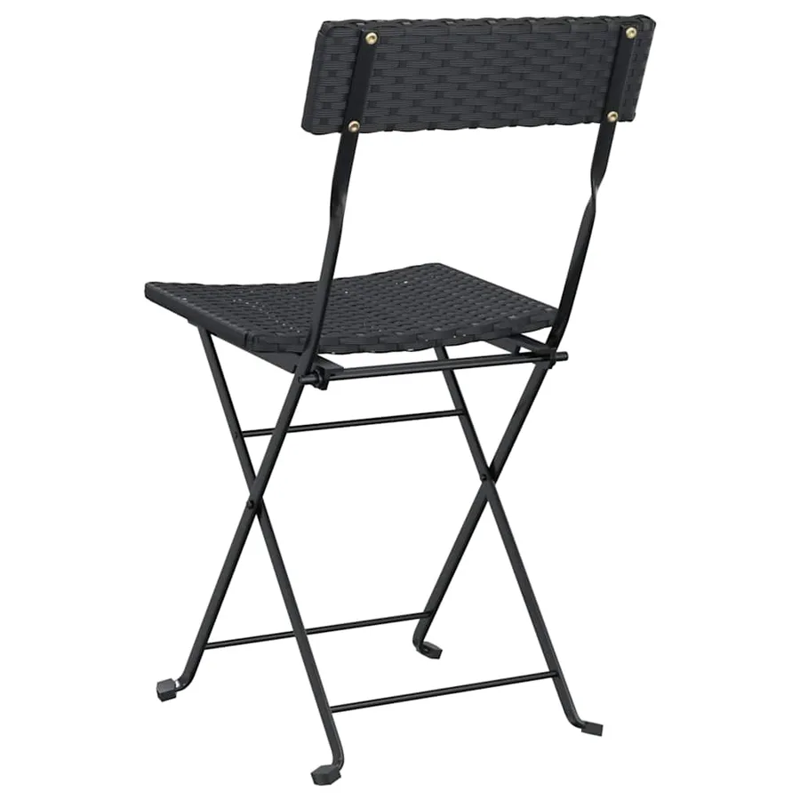 Chaises de bistrot pliantes lot de 2 Noir Résine tressée acier - 6