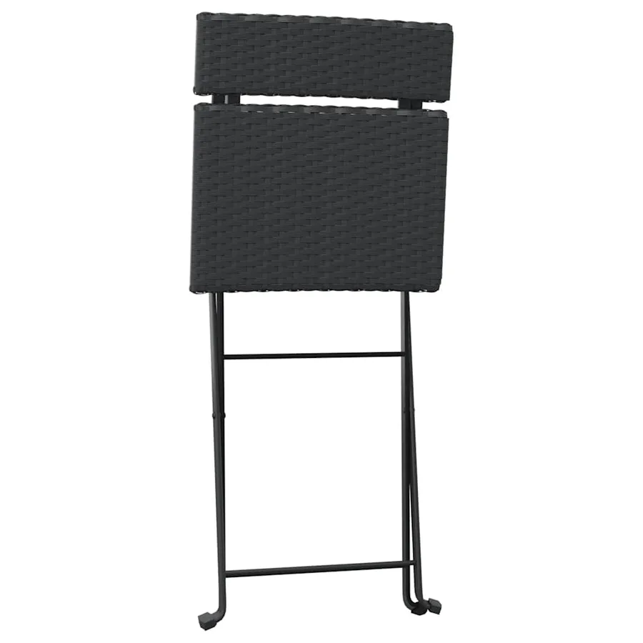 Chaises de bistrot pliantes lot de 2 Noir Résine tressée acier - 7