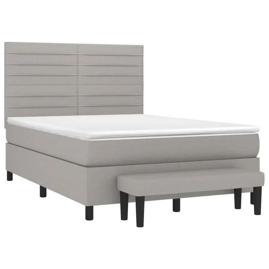 Sommier à lattes de lit avec matelas Gris clair 140x190cm Tissu - 3