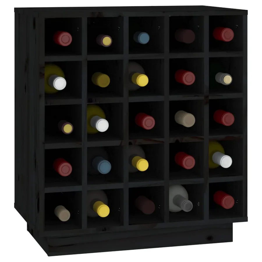 Armoire à vin Noir 55,5x34x61 cm Bois de pin massif - 4